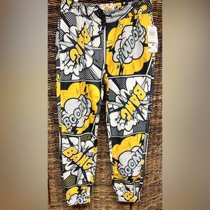 Oh Snap! - Yellow/Black/Grey/White Print Joggers- Size: Medium, New with‎ tags